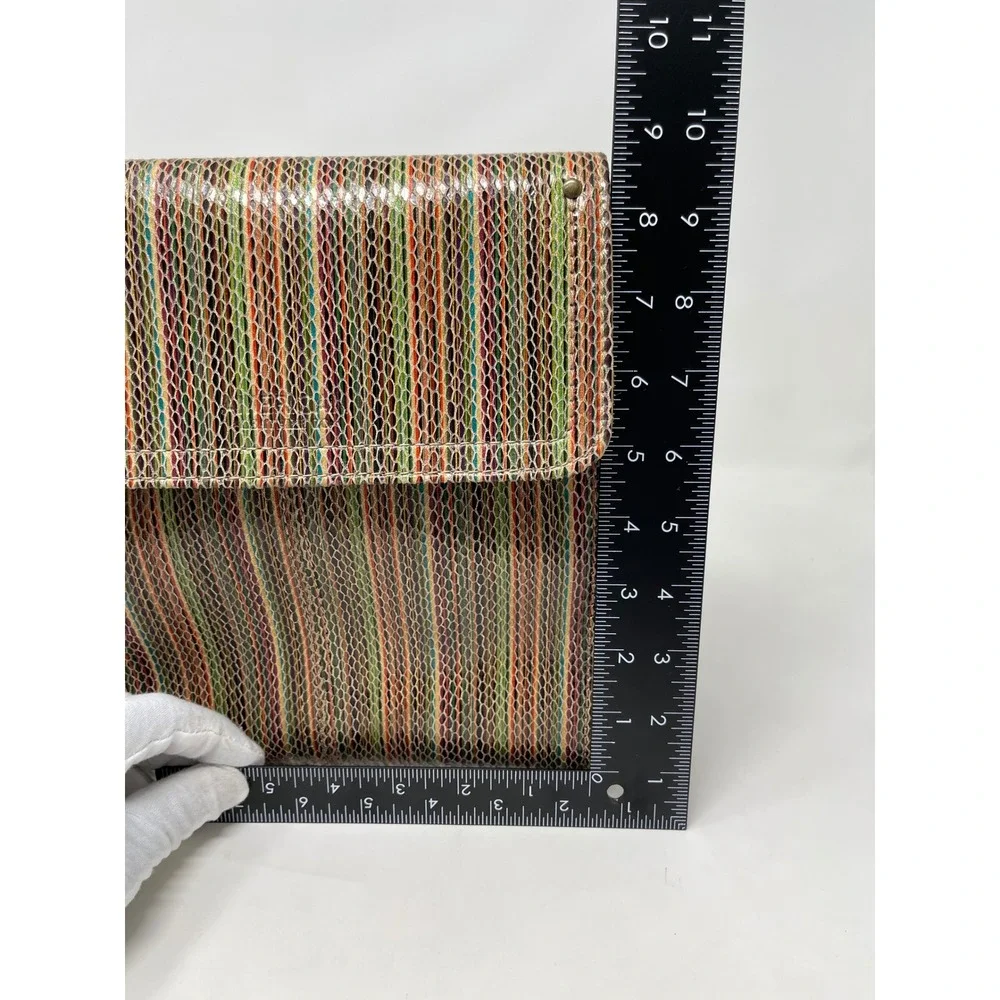 American Leather Co Multi Color Striped Snake Embossed RFID Crossbody Bag New